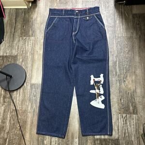 Vintage Platinum Fubu Muhammad Ali Jeans 38x34 Black Embroidery Skater Boxing